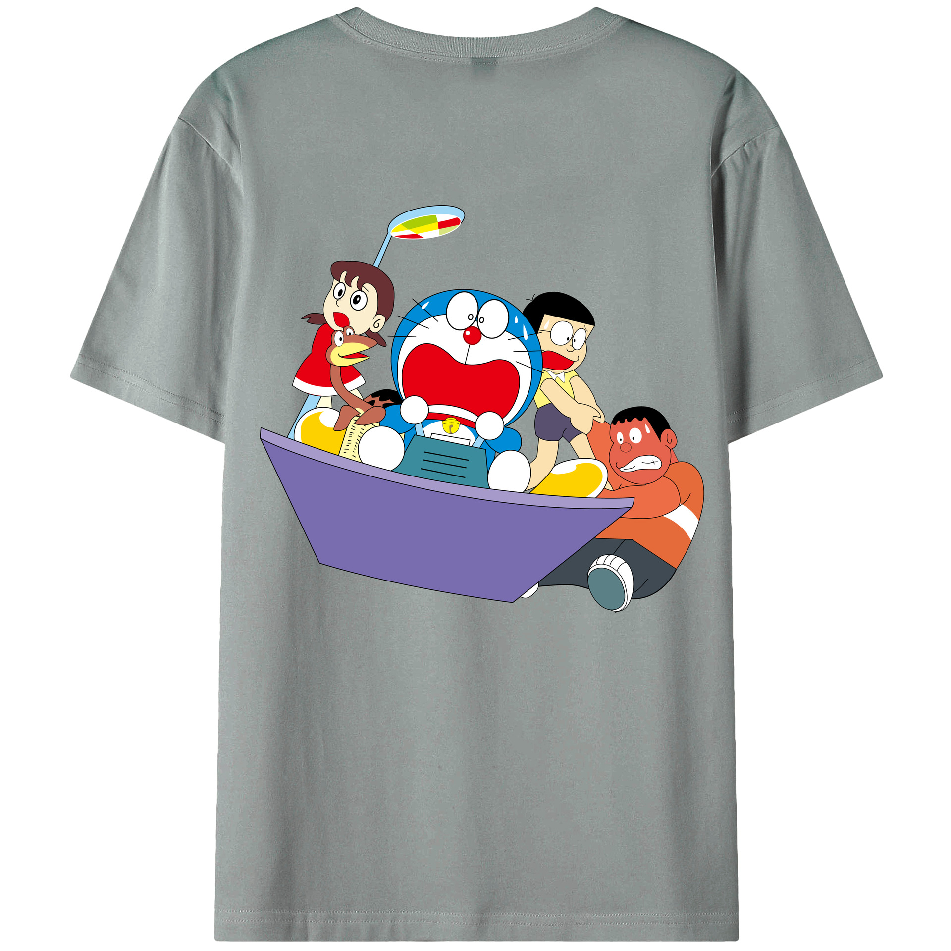 （画像用） ドラえもん Doraemon 綿100％ メンズ半袖Tシャツ（バックプリント） 通気性